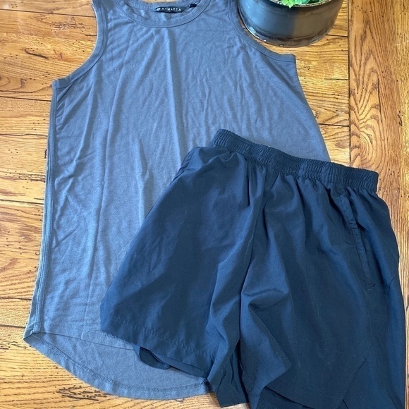 ATHLETA Tank SIZE SMALL GrayBlack Champion Shorts.